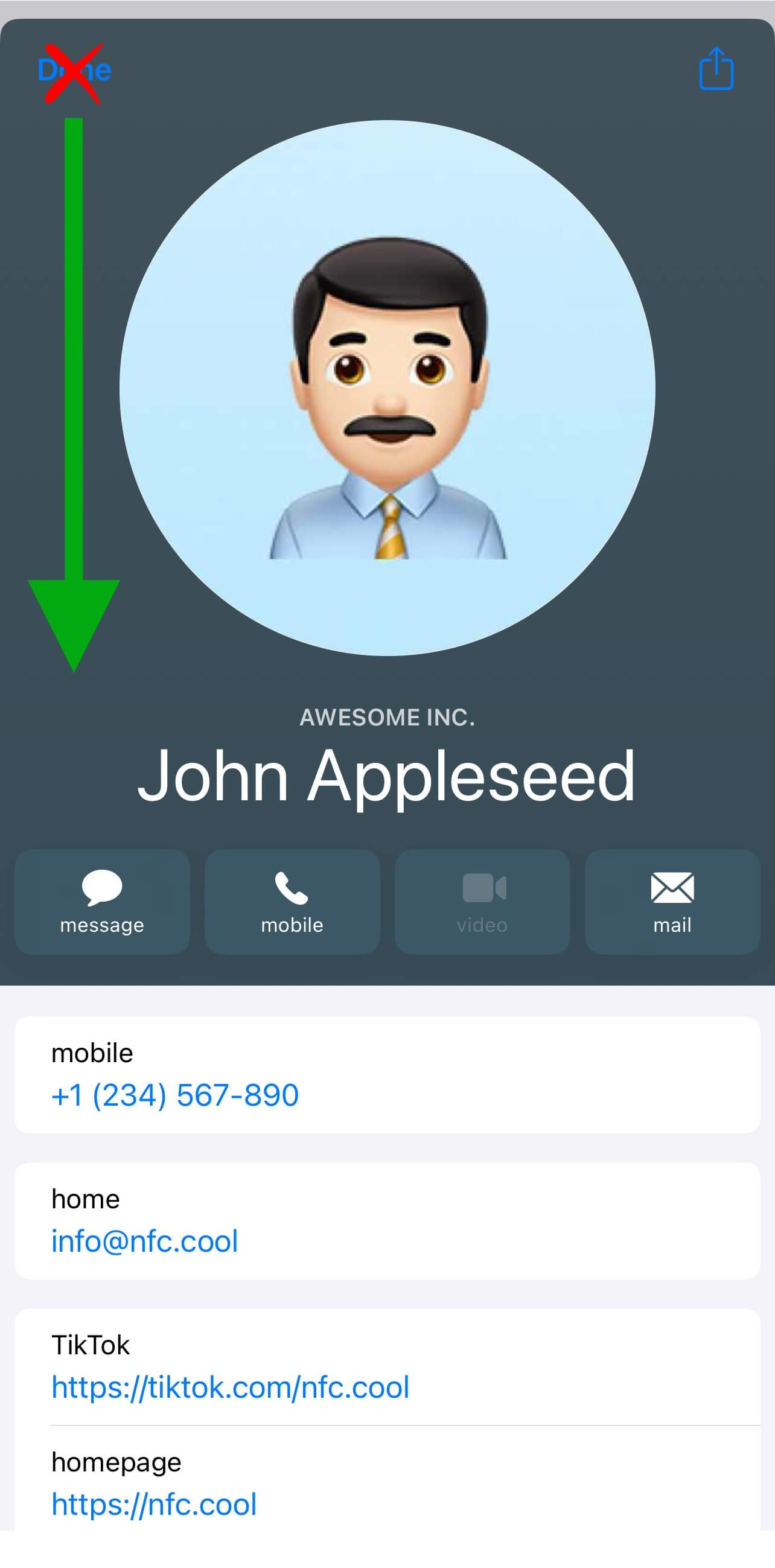 save contact help info