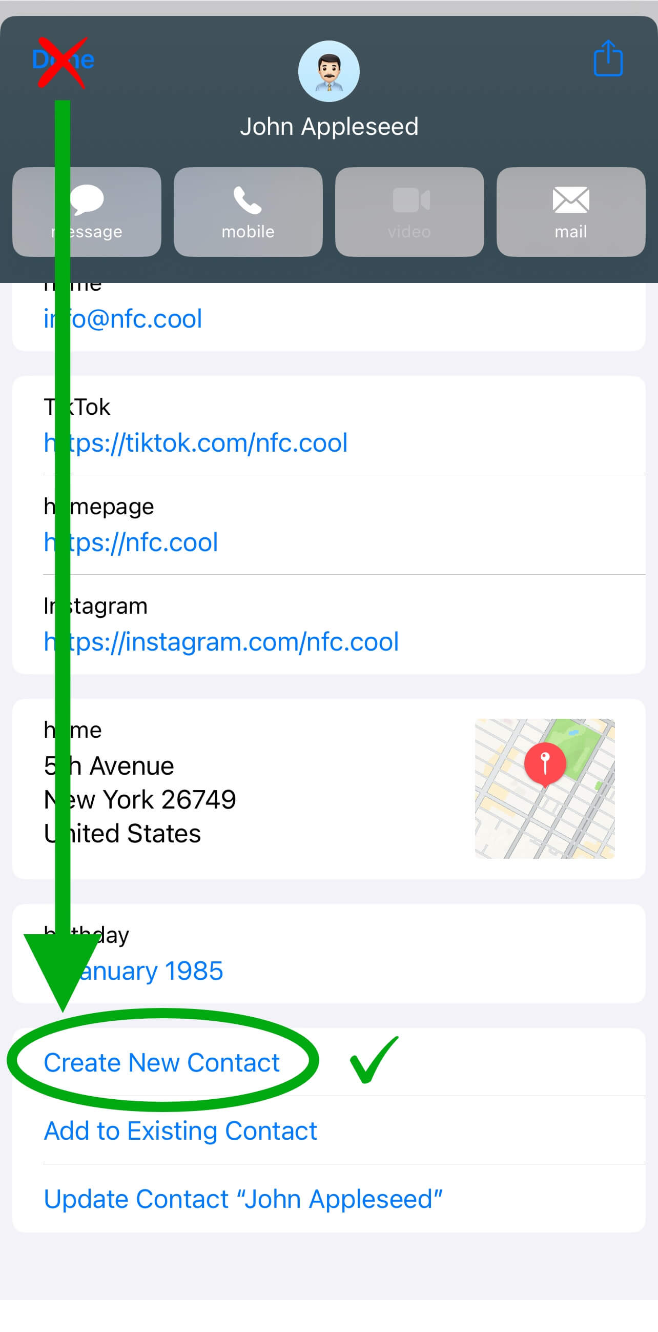 save contact help info